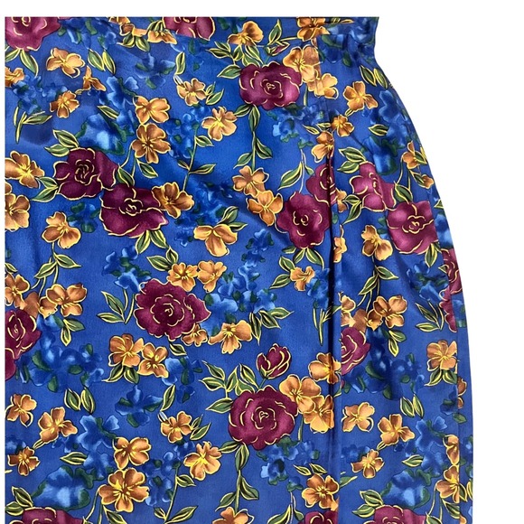 Jennifer Moore Womens Blue Floral Print Silk‎ Maxi Skirt Size 10 Pristine Casual - Picture 3 of 7